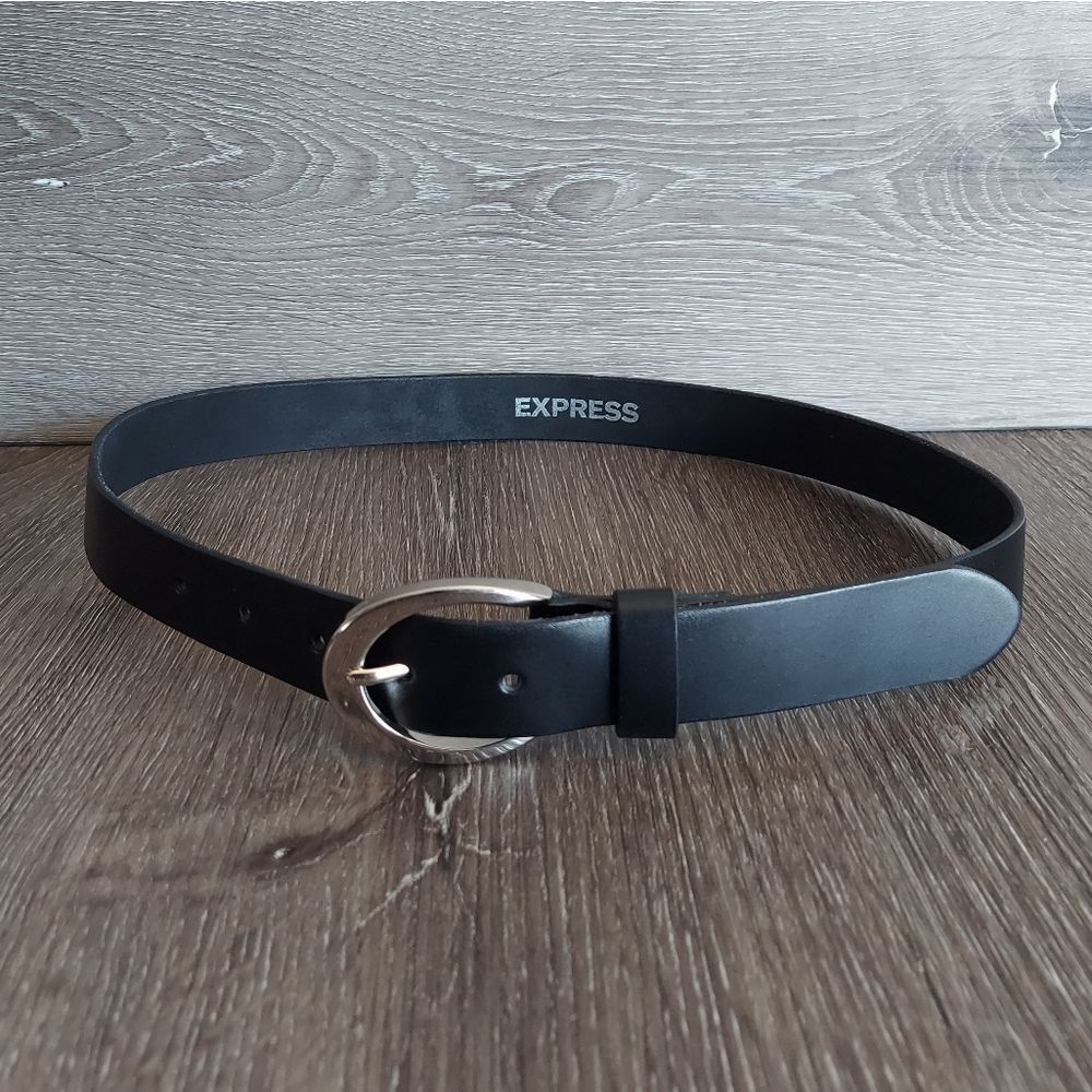 Express Black Belt with Silver Buckle